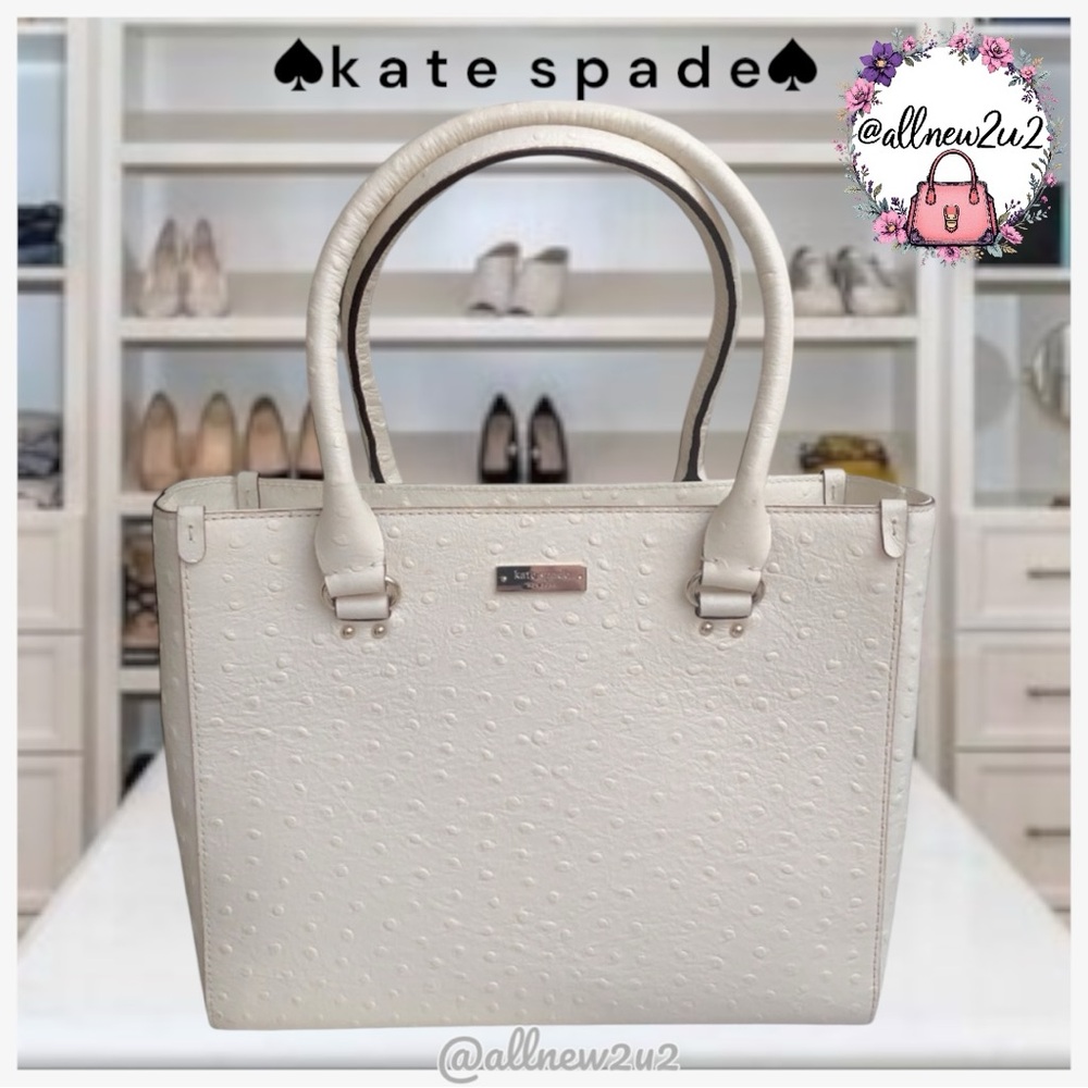 Kate Spade Ostrich Tote Polka Dot Lining